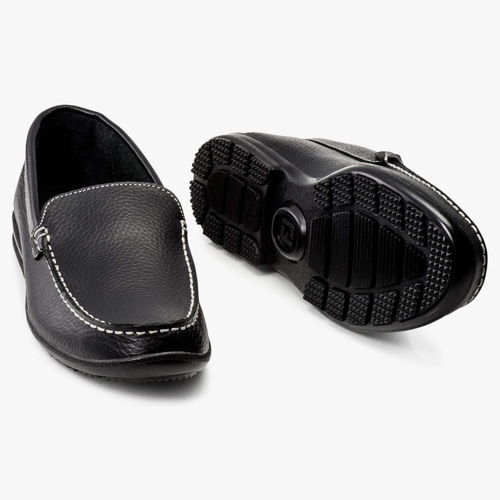 Men’s FOOTJOY Club black leather loafers golf shoes. Size 7
